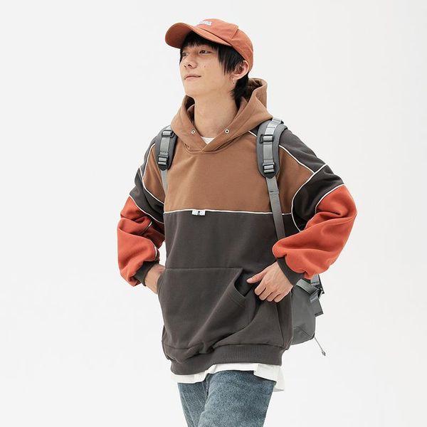 men's hoodies & sweatshirts 2021 autumn and winter velvet color block hooded pullover sweater, Black
men's hoodies & sweatshirts 2021 autumn and winter velvet color block hooded pullover sweater, Black