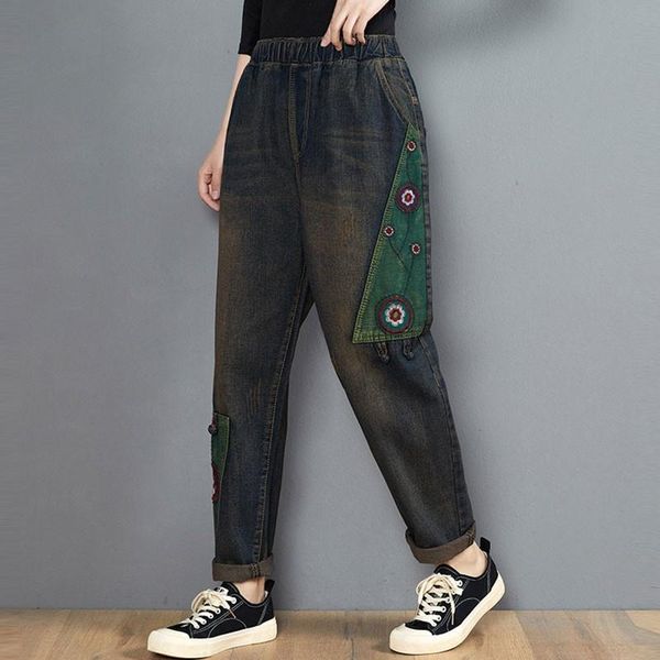 women's jeans women vintage high waist 2021 spring ethnic stitched floral embroidery trousers female casual bleached denim pants, Blue
women's jeans women vintage high waist 2021 spring ethnic stitched floral embroidery trousers female casual bleached denim pants, Blue