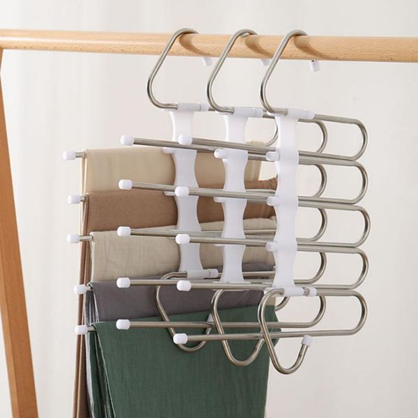 hangers & racks 5-layer stainless steel folding trouser rack modern and simple space saving removable double hook storage home supplies
hangers & racks 5-layer stainless steel folding trouser rack modern and simple space saving removable double hook storage home supplies