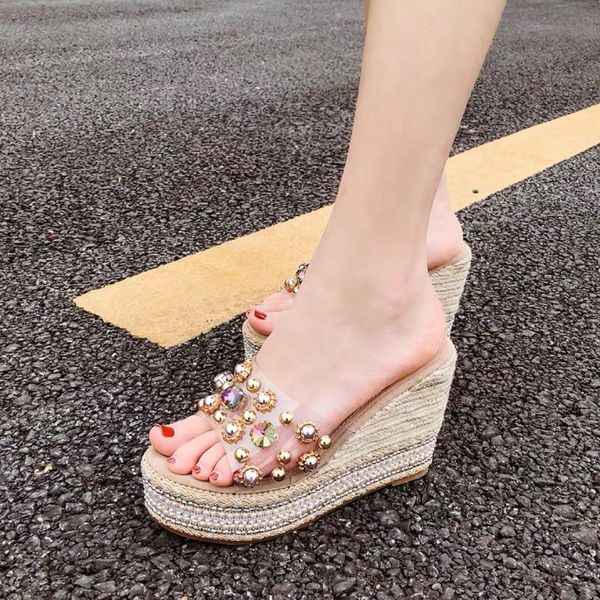 summer style 10cm super high heels wedge heel women's shoes sandals transparent platform slippers, Black
summer style 10cm super high heels wedge heel women's shoes sandals transparent platform slippers, Black