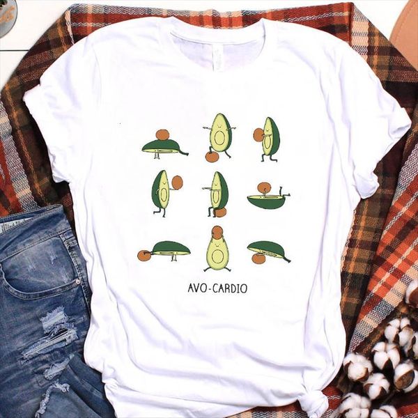 avocado fruit cartoon printed womens short sleeve clothes graphic, White 
avocado fruit cartoon printed womens short sleeve clothes graphic, White