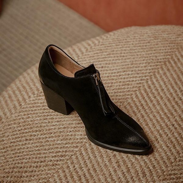 boots women ankle pumps shoes 2021 spring autumn real leather round toe front zipper chunky high heels ladies big size 41 42, Black
boots women ankle pumps shoes 2021 spring autumn real leather round toe front zipper chunky high heels ladies big size 41 42, Black