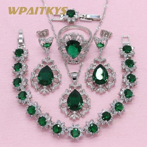 earrings & necklace exquisite green cubic zirconia silver color jewelry sets for women wedding drop bracelet ring gift box
earrings & necklace exquisite green cubic zirconia silver color jewelry sets for women wedding drop bracelet ring gift box