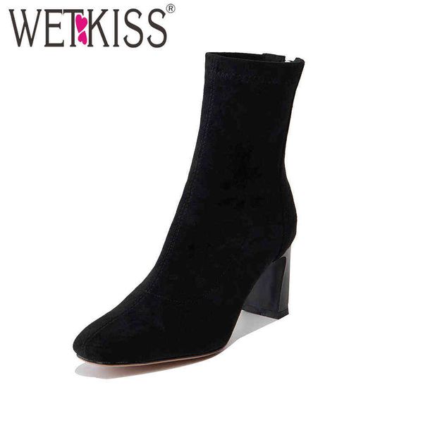 wetkiss stretch flock ankle boots women socks boots slip on slim square toe block high heels elastic winter booties 210630, Black
wetkiss stretch flock ankle boots women socks boots slip on slim square toe block high heels elastic winter booties 210630, Black