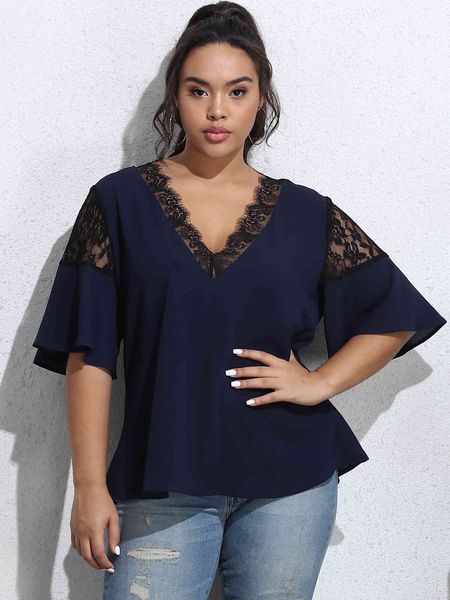 plus size dresses hy30190# large t-shirt with 7 / 3 sleeves lotus lace stitching v-ne shirt top
plus size dresses hy30190# large t-shirt with 7 / 3 sleeves lotus lace stitching v-ne shirt top