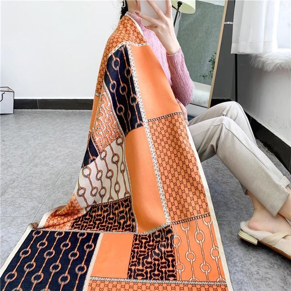 scarves designer women's autumn winter thick chains female scarf warm knitted women luxury cashmere shawls fashion accessories, Blue;gray
scarves designer women's autumn winter thick chains female scarf warm knitted women luxury cashmere shawls fashion accessories, Blue;gray