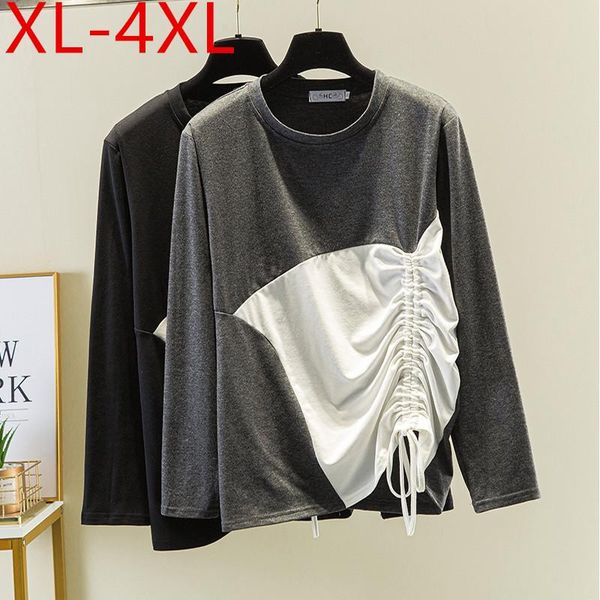 plus size t-shirt autumn women o neck long sleeve drawstring patchwork cotton large loose casual tees xl 2xl 3xl 4xl, Black
plus size t-shirt autumn women o neck long sleeve drawstring patchwork cotton large loose casual tees xl 2xl 3xl 4xl, Black