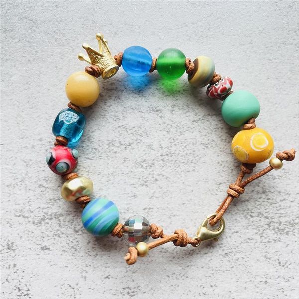 beaded, strands fashion designer jewelry natural stone colorful crown leather bracelets women's charm hq gold plated accessories, Black
beaded, strands fashion designer jewelry natural stone colorful crown leather bracelets women's charm hq gold plated accessories, Black