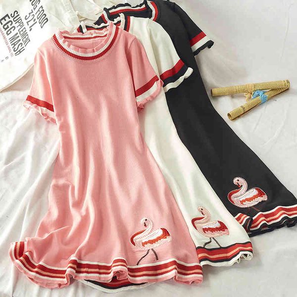 dresses spring swan embroidery a-line short knitted sweet pink casual slim striped preppy mini knit summer white, Black;gray
dresses spring swan embroidery a-line short knitted sweet pink casual slim striped preppy mini knit summer white, Black;gray