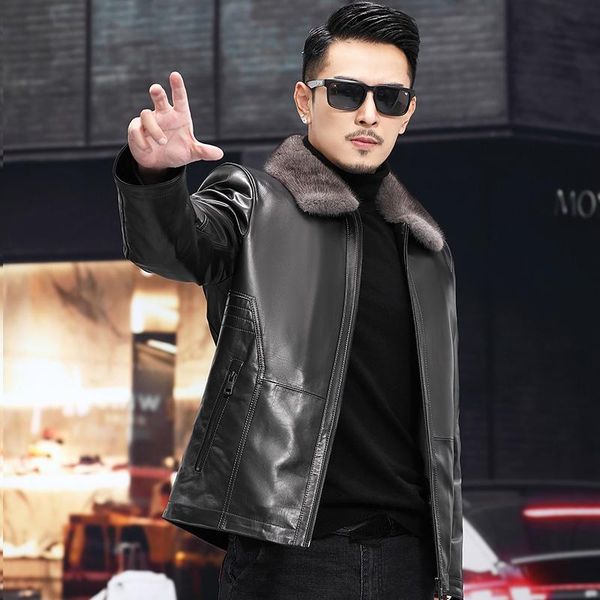 men's leather & faux 2021 winter 100% genuine cowhide jacket men warm thick liner coat clothes casaco masculino inverno gmm468, Black
men's leather & faux 2021 winter 100% genuine cowhide jacket men warm thick liner coat clothes casaco masculino inverno gmm468, Black