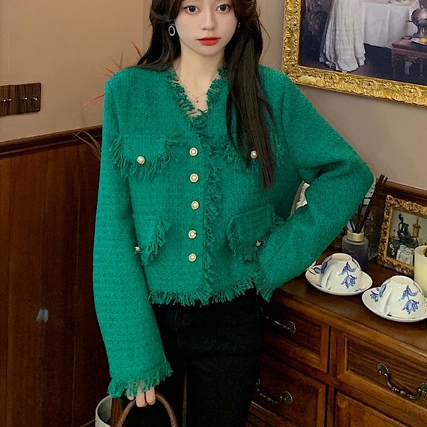 women's jackets v-neck solid tweed coats women 2021 long sleeve elegant tassel single breasted fall ropa mujer, Black;brown
women's jackets v-neck solid tweed coats women 2021 long sleeve elegant tassel single breasted fall ropa mujer, Black;brown