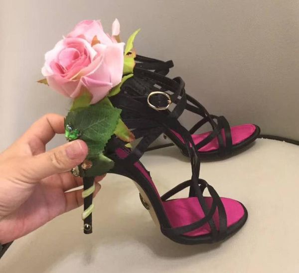 summer ladies big stereo rose embellished heels strappy sandals thin high female wedding floral sandalias shoes for women, Black
summer ladies big stereo rose embellished heels strappy sandals thin high female wedding floral sandalias shoes for women, Black