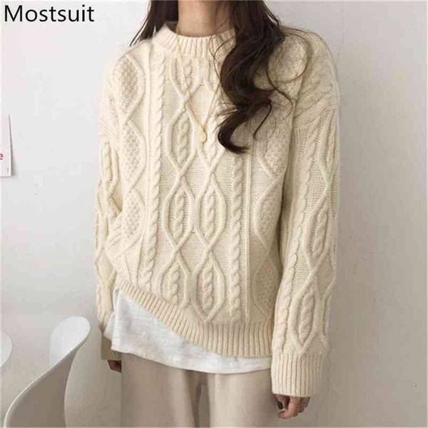 thicken twisted knitted pullover sweater women autumn winter long sleeve o-neck fashion korean female sweaters femme 210513, White;black
thicken twisted knitted pullover sweater women autumn winter long sleeve o-neck fashion korean female sweaters femme 210513, White;black