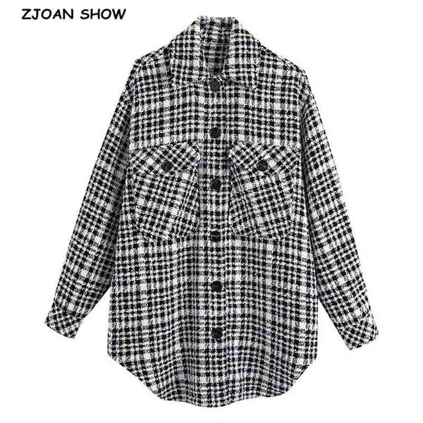 autumn winter oversize check plaid tweed jacket coat vintage long sleeve shirt pockets female outerwear chic 210429, Black;brown
autumn winter oversize check plaid tweed jacket coat vintage long sleeve shirt pockets female outerwear chic 210429, Black;brown