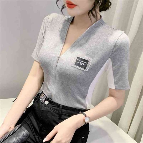 summer splice short sleeve women zipper casual slim o neck women cardigan t shirts y2k t shirt for 210507, White
summer splice short sleeve women zipper casual slim o neck women cardigan t shirts y2k t shirt for 210507, White