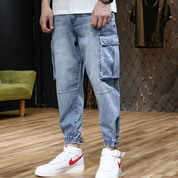 men loose large size nine points pants feet 9 tide brand jeans spring and summer thin section harem tool men's, Blue
men loose large size nine points pants feet 9 tide brand jeans spring and summer thin section harem tool men's, Blue