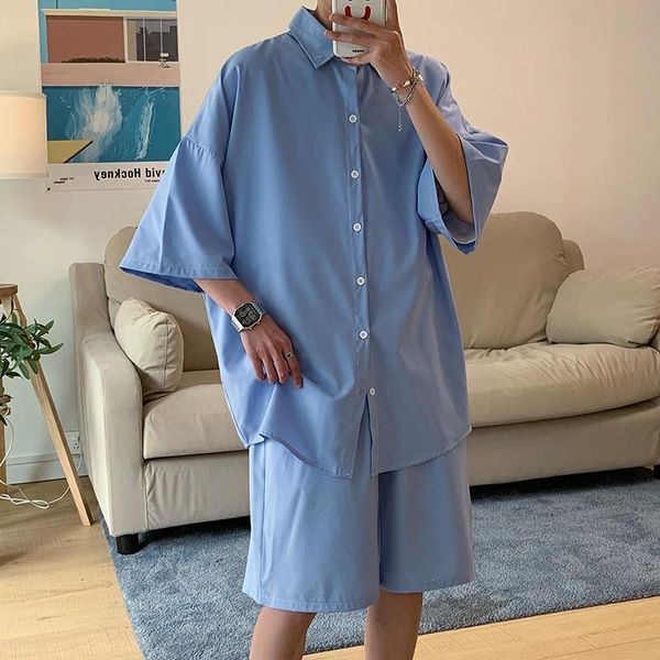 men's tracksuits summer mens short sets fashion business society dress korean loose thin short-sleeved shirt shorts two-piece, Gray
men's tracksuits summer mens short sets fashion business society dress korean loose thin short-sleeved shirt shorts two-piece, Gray