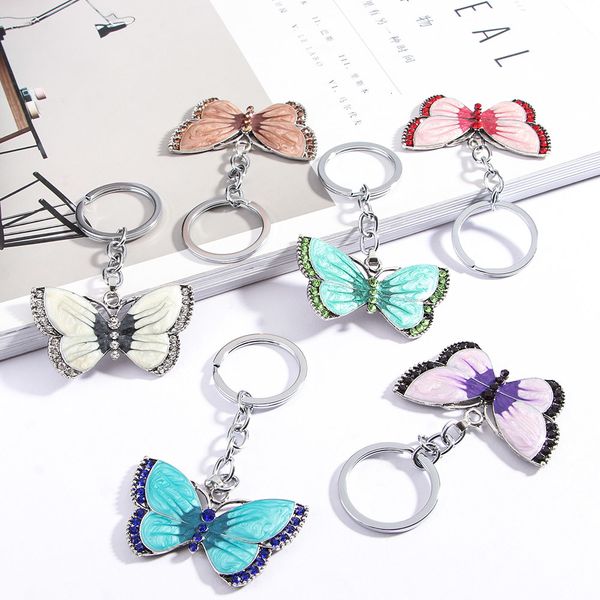 butterfly key chains rings crystal rhinestone butterfly pendant charm jewelry keychains christmas xmas gift keyring, Silver 
butterfly key chains rings crystal rhinestone butterfly pendant charm jewelry keychains christmas xmas gift keyring, Silver