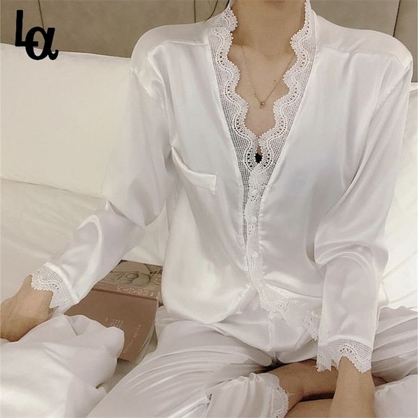 spring pajamas for women sleepwear female long sleeve trousers satin silk nightwear suit pijamas 2 piece/set home 210519, Black;red
spring pajamas for women sleepwear female long sleeve trousers satin silk nightwear suit pijamas 2 piece/set home 210519, Black;red