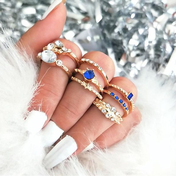 8pcs/set simple circular water drop crystal gold joint ring female shiny party wedding set exquisite valentines day gift rings, Slivery;golden
8pcs/set simple circular water drop crystal gold joint ring female shiny party wedding set exquisite valentines day gift rings, Slivery;golden