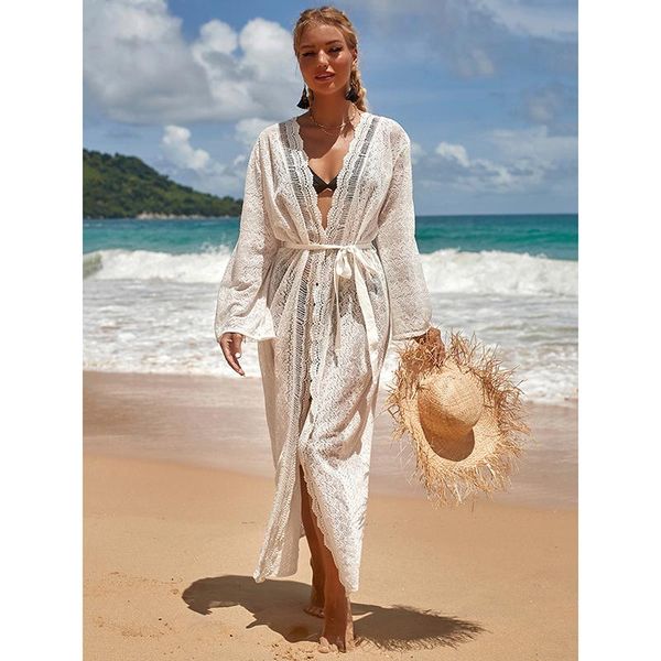 women's swimwear lace beach cover up white belt kaftan bohemian long dress robe plage crochet bathing suit cover-ups pareo sarong beach, White;black
women's swimwear lace beach cover up white belt kaftan bohemian long dress robe plage crochet bathing suit cover-ups pareo sarong beach, White;black