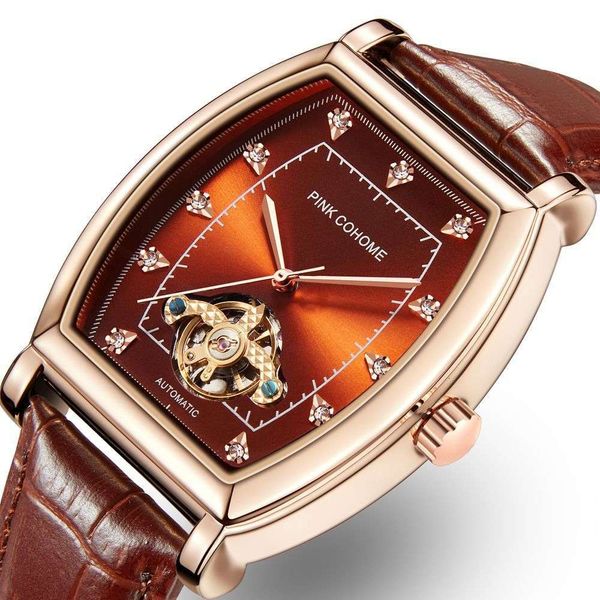 wristwatch bucket automatic square net red live betel kwai mechanical table hollowed dial fast hand, Slivery;brown
wristwatch bucket automatic square net red live betel kwai mechanical table hollowed dial fast hand, Slivery;brown