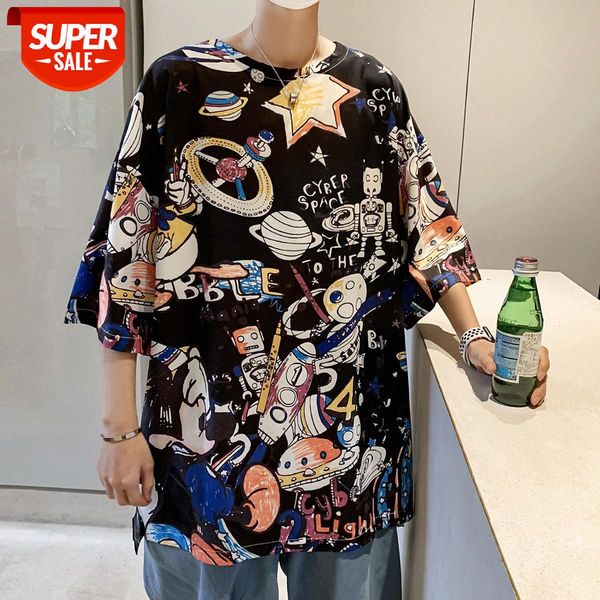 summer short-sleeved t-shirt men and women tide brand graffiti printing loose street hip-hop year round neck lovers #ui2n, White;black
summer short-sleeved t-shirt men and women tide brand graffiti printing loose street hip-hop year round neck lovers #ui2n, White;black