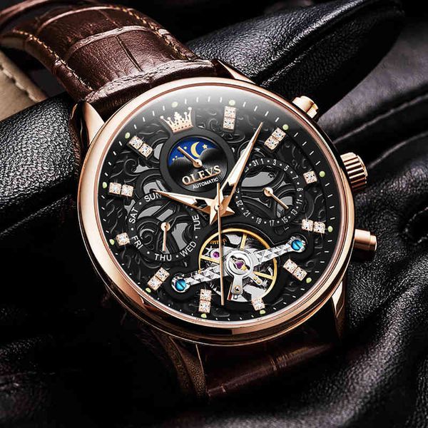 olevs brand s diamond mechanical es automatic tourbillon skeleton watch men calendar relogio masculino, Slivery;brown
olevs brand s diamond mechanical es automatic tourbillon skeleton watch men calendar relogio masculino, Slivery;brown
