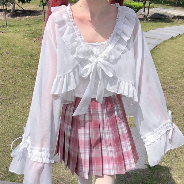 women's blouses & shirts summer japan lolita white girls long sleeve bandage cardigan women blouse chiffon vintage ruffle beach cover u
women's blouses & shirts summer japan lolita white girls long sleeve bandage cardigan women blouse chiffon vintage ruffle beach cover u