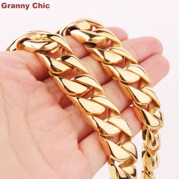 granny chic 7"-40" men's hip hop bling gold color stainless steel curb chain necklace or bracelet 15mm chains, Silver
granny chic 7"-40" men's hip hop bling gold color stainless steel curb chain necklace or bracelet 15mm chains, Silver