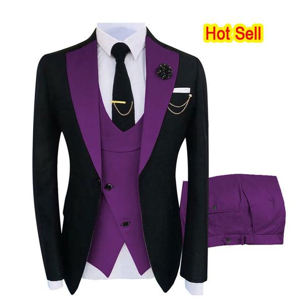 men's suits & blazers purple suit party stage groomsmen costume homme classic husband tuxedo 3 peice set jacket+pants+vest wedding men, White;black
men's suits & blazers purple suit party stage groomsmen costume homme classic husband tuxedo 3 peice set jacket+pants+vest wedding men, White;black