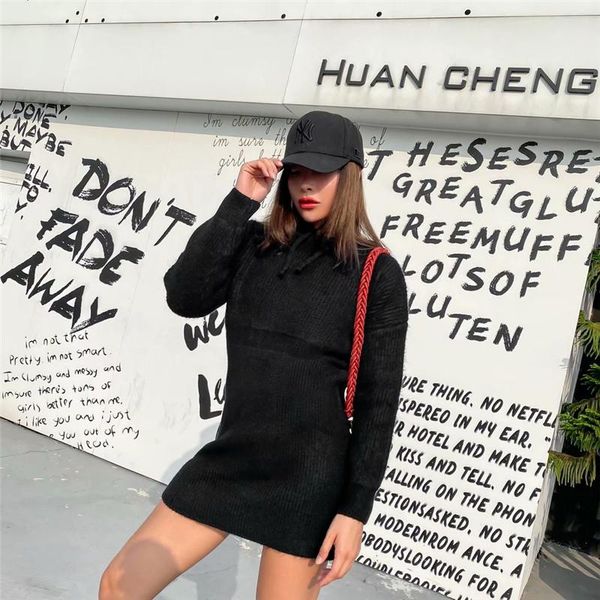 casual dresses spring and autumn retro wild pure color hooded knitted dress women, loose thin short women, Black;gray
casual dresses spring and autumn retro wild pure color hooded knitted dress women, loose thin short women, Black;gray