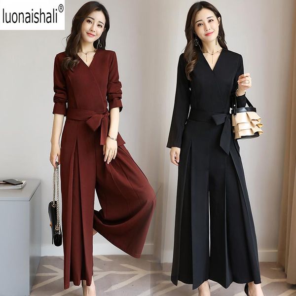 women's jumpsuits & rompers runway designer 2021 autumn women v neck long jumpsuit overalls ladies wide leg waist slim romper with bow, Black;white
women's jumpsuits & rompers runway designer 2021 autumn women v neck long jumpsuit overalls ladies wide leg waist slim romper with bow, Black;white