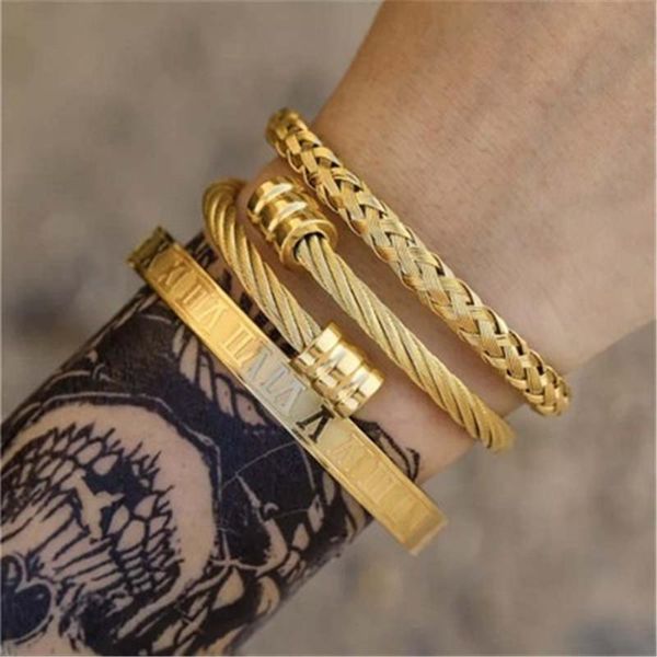 link, chain mens bracelets luxury stainless steel bracelet hip hop roman numeral charm 4 color punk braid jewelry male pulseira wholesale, Black
link, chain mens bracelets luxury stainless steel bracelet hip hop roman numeral charm 4 color punk braid jewelry male pulseira wholesale, Black