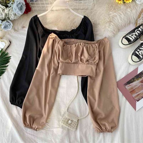spring autumn women's blouse french retro square collar solid color short navel stretch waist thinning shirts qx948 210507, White
spring autumn women's blouse french retro square collar solid color short navel stretch waist thinning shirts qx948 210507, White