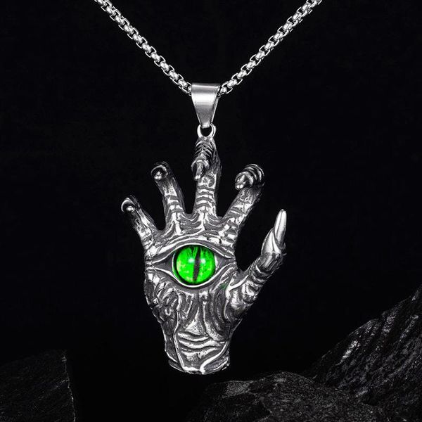 pendant necklaces punk green evil eye claw necklace stainless steel halloween skull for men collar charm chain jewelry gift, Silver
pendant necklaces punk green evil eye claw necklace stainless steel halloween skull for men collar charm chain jewelry gift, Silver