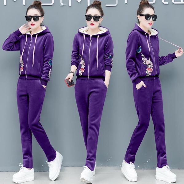 running sports suit female 2021 autumn and winter hooded fashion women's plus velvet thickening casual two-piece set tracksuit two piec, White 
running sports suit female 2021 autumn and winter hooded fashion women's plus velvet thickening casual two-piece set tracksuit two piec, White