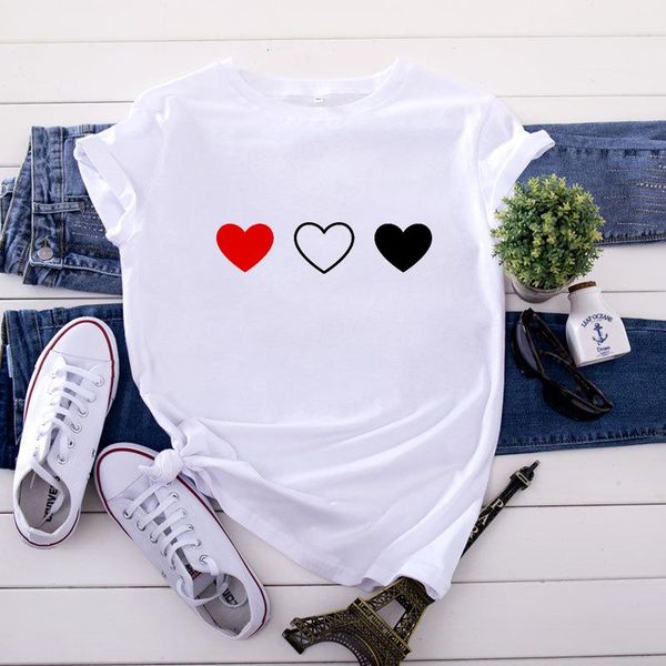women's t-shirt summer women's heart print ladies fashion shirt short sleeve casual harajuku graphic female, White
women's t-shirt summer women's heart print ladies fashion shirt short sleeve casual harajuku graphic female, White