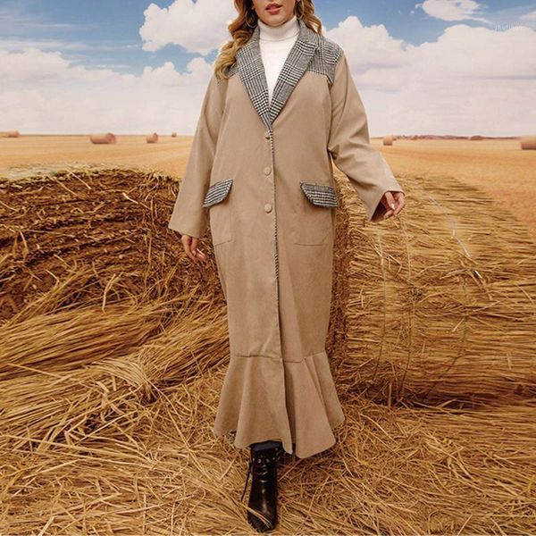 women's wool & blends retro style overcoat autumn winter fashion loose simple elegant warm ruffle splicing single-breasted long sleeve, Black
women's wool & blends retro style overcoat autumn winter fashion loose simple elegant warm ruffle splicing single-breasted long sleeve, Black