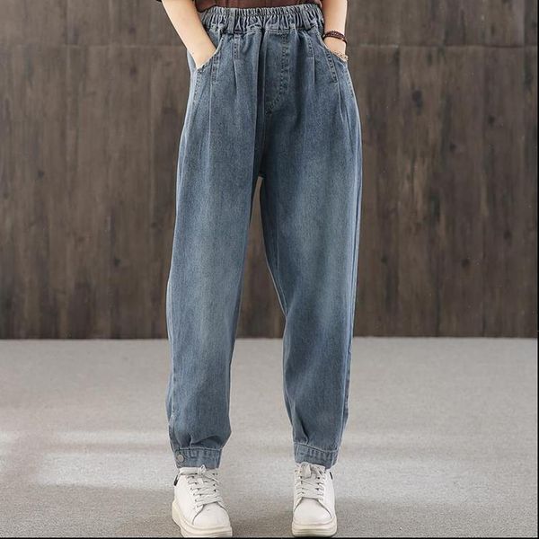 casual elastic high waist womens jean denim ankle banded pants vintage baggy mom harem jeans streetwear spring trousers female, Blue
casual elastic high waist womens jean denim ankle banded pants vintage baggy mom harem jeans streetwear spring trousers female, Blue