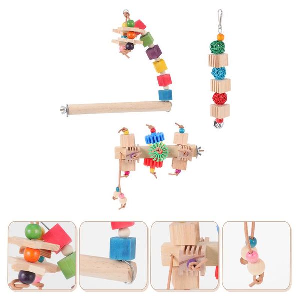 other bird supplies 3 pcs parrot chewing cage hanging toys birds standing rod