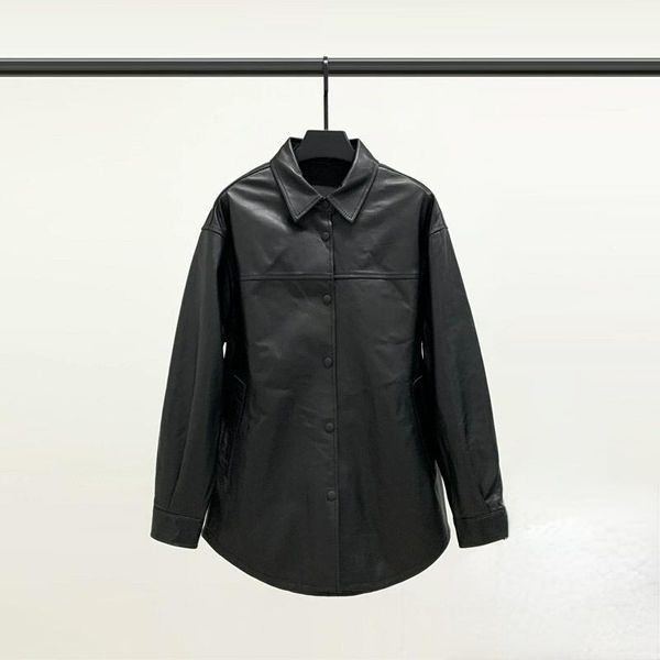 women's leather & faux 2021 autumn clothes single breasted square neck jacket sheep skin shirt casual coat fashion, Black
women's leather & faux 2021 autumn clothes single breasted square neck jacket sheep skin shirt casual coat fashion, Black