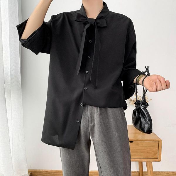summer men's loose necktie decoration clothes shirts seven minutes short sleeve fabrics shirt size -5xl casual, White;black
summer men's loose necktie decoration clothes shirts seven minutes short sleeve fabrics shirt size -5xl casual, White;black
