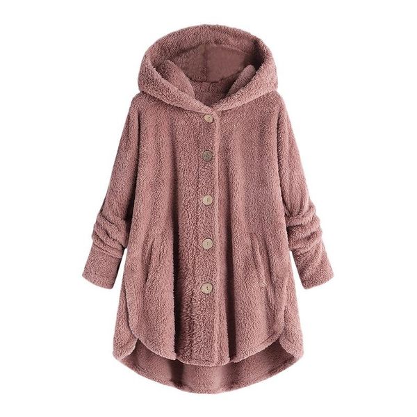 women's jackets fashion button plush blouse irregular pure color hooded jacket coat winter clothes women, Black;brown
women's jackets fashion button plush blouse irregular pure color hooded jacket coat winter clothes women, Black;brown