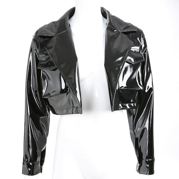 women's leather & faux women spring bright jacket loose solid long sleeve turn down collar s pu pockets motorcycle coat ladies clothing, Black
women's leather & faux women spring bright jacket loose solid long sleeve turn down collar s pu pockets motorcycle coat ladies clothing, Black