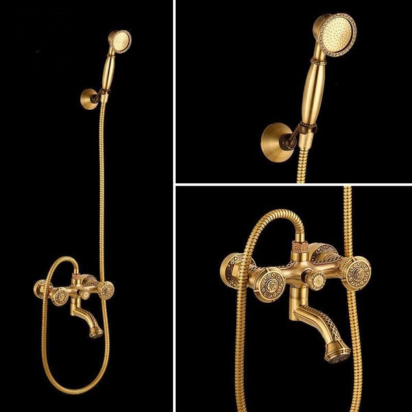 bath bathtub faucets set & cold mixer taps antique brass carved dual handle faucet with handheld shower wall mounted bathroom sets
bath bathtub faucets set & cold mixer taps antique brass carved dual handle faucet with handheld shower wall mounted bathroom sets