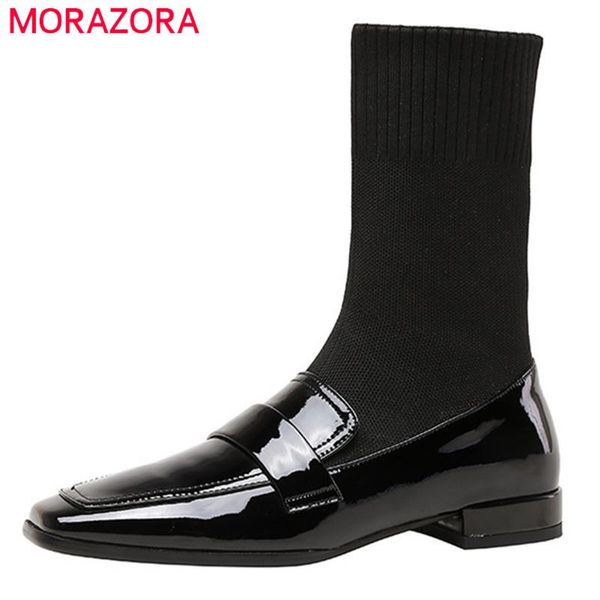 boots morazora 2021 patent leather stretch sock women low heels casual shoes square toe comfortable ankle female, Black
boots morazora 2021 patent leather stretch sock women low heels casual shoes square toe comfortable ankle female, Black