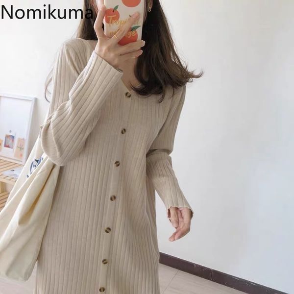 nomikuma knitted dresses women long sleeve single breasted v-neck sweater dress autumn winter new loose vestido femme 6b970 210427, Black;gray
nomikuma knitted dresses women long sleeve single breasted v-neck sweater dress autumn winter new loose vestido femme 6b970 210427, Black;gray