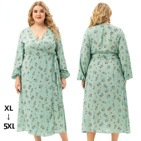 plus size dresses 2021 light green summer temperament casual v-neck long sleeve maxi skirt printed wrapped large dress women 5xl, Black
plus size dresses 2021 light green summer temperament casual v-neck long sleeve maxi skirt printed wrapped large dress women 5xl, Black