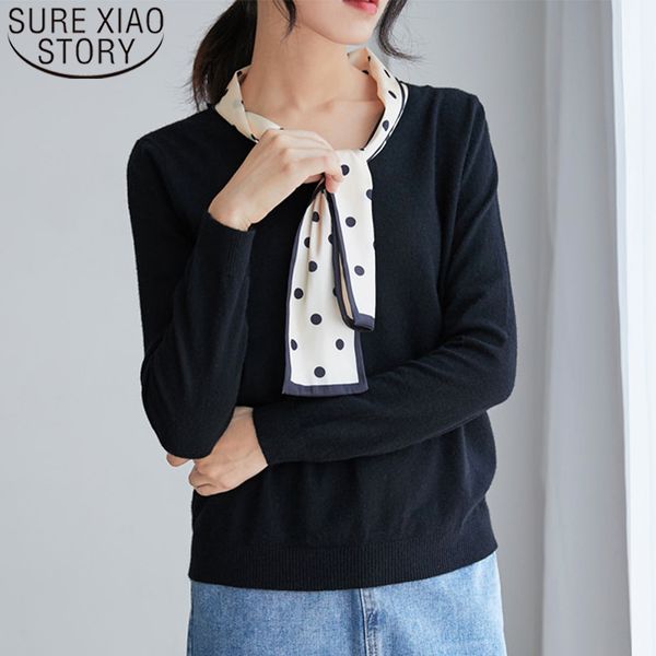 fashion knitted soft sweater long sleeve v-neck casual bow elegant women clothing loose 6084 50 210415, White;black 
fashion knitted soft sweater long sleeve v-neck casual bow elegant women clothing loose 6084 50 210415, White;black